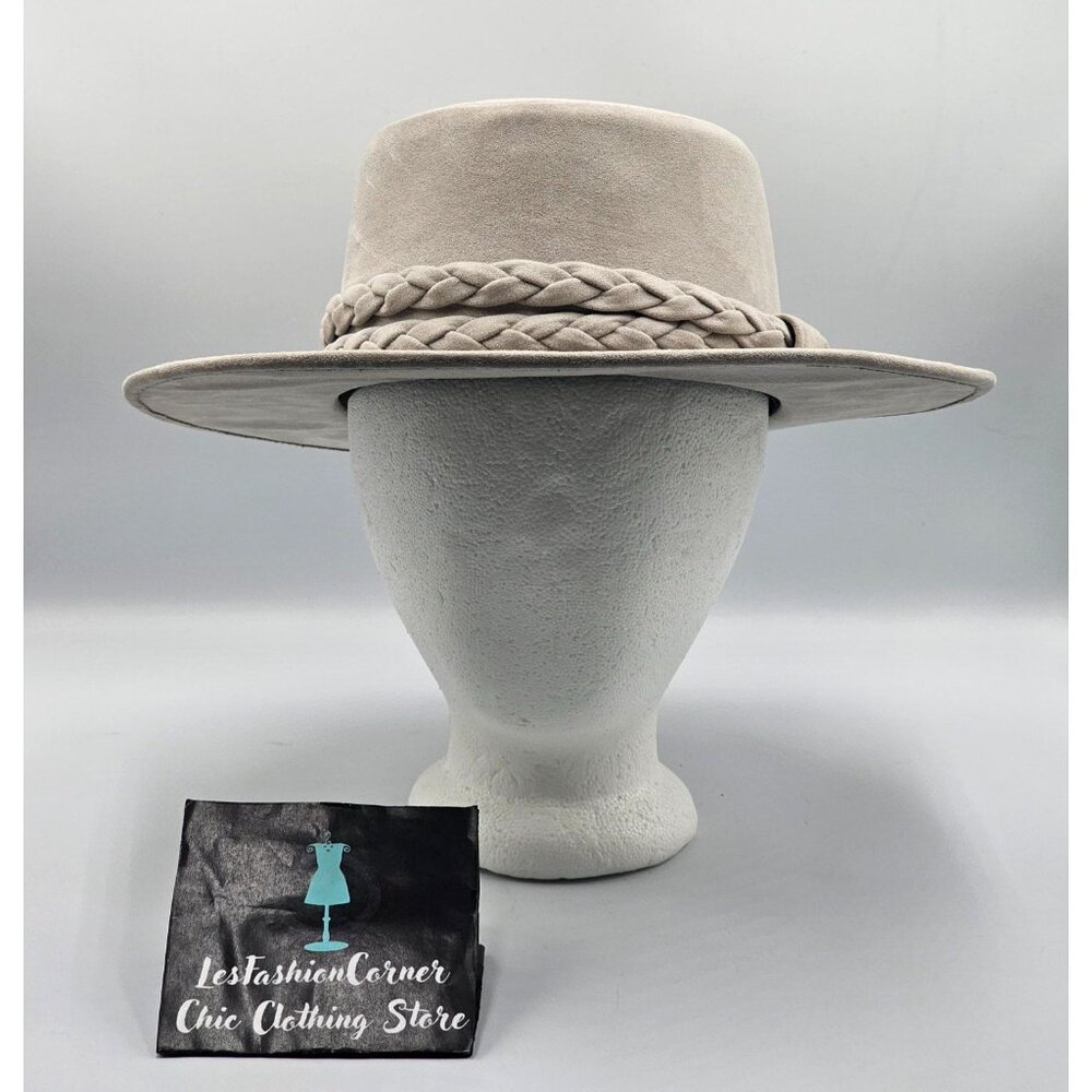 Anthropologie ASN Cordobes Hat Light Gray Faux Suede Braided Boho One Size 3233 - Picture 3 of 13